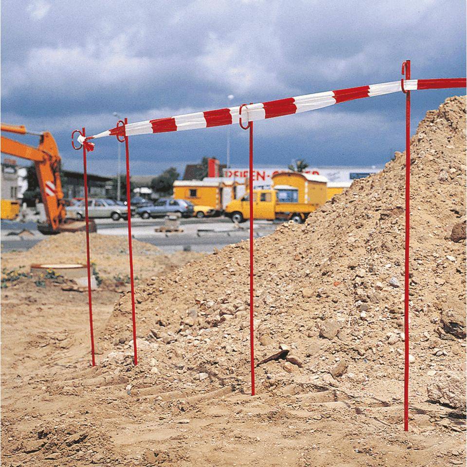 Absperrband Super, rot/weiß geblockt, Polyethylen, 80mm, 500m/Rolle