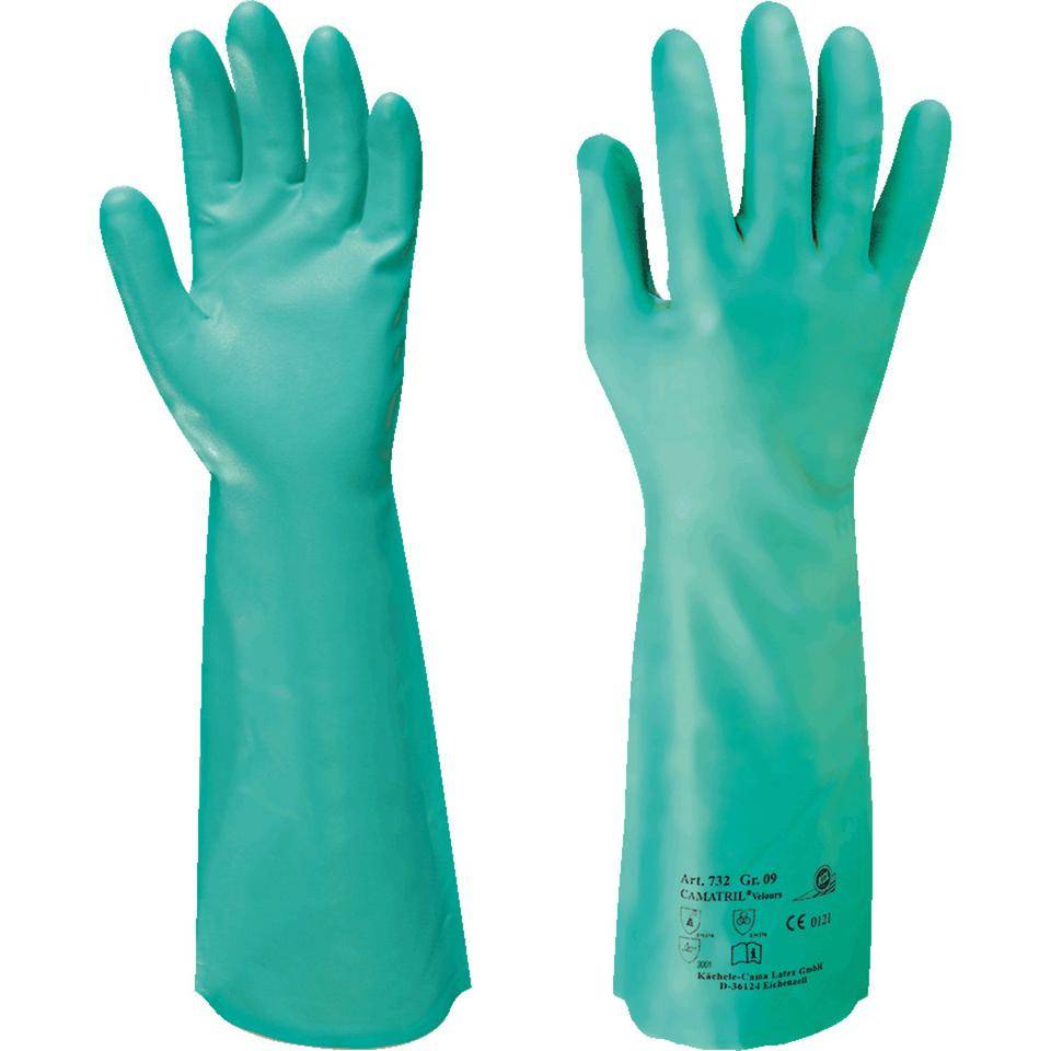 KCL Chemikalien-Schutzhandschuh Camatril® 732, Kat.III, grün, Nitril, 400mm, Größe 8