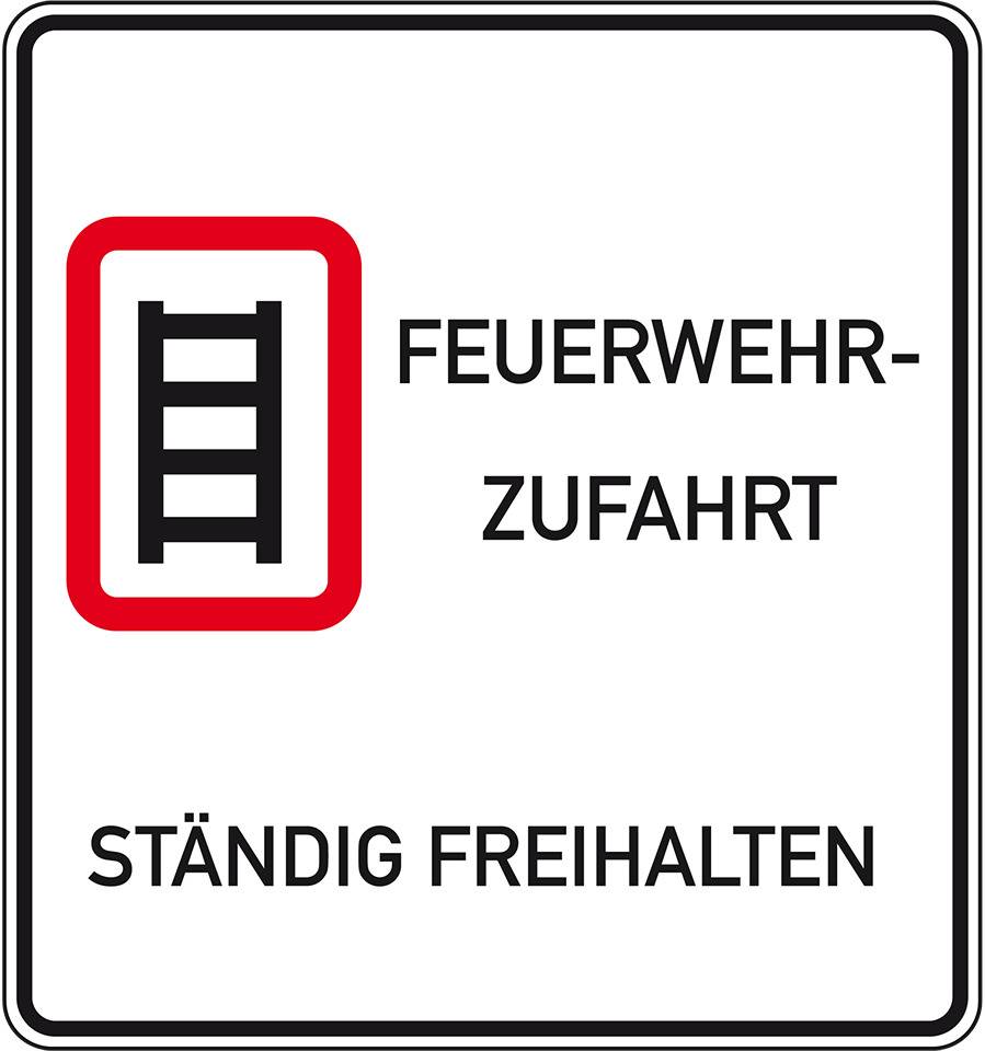 Hinweisschild Feuerwehr-Zufahrt freihalten, Aluminium RA0, reflektierend, 500x500mm, DIN 67520