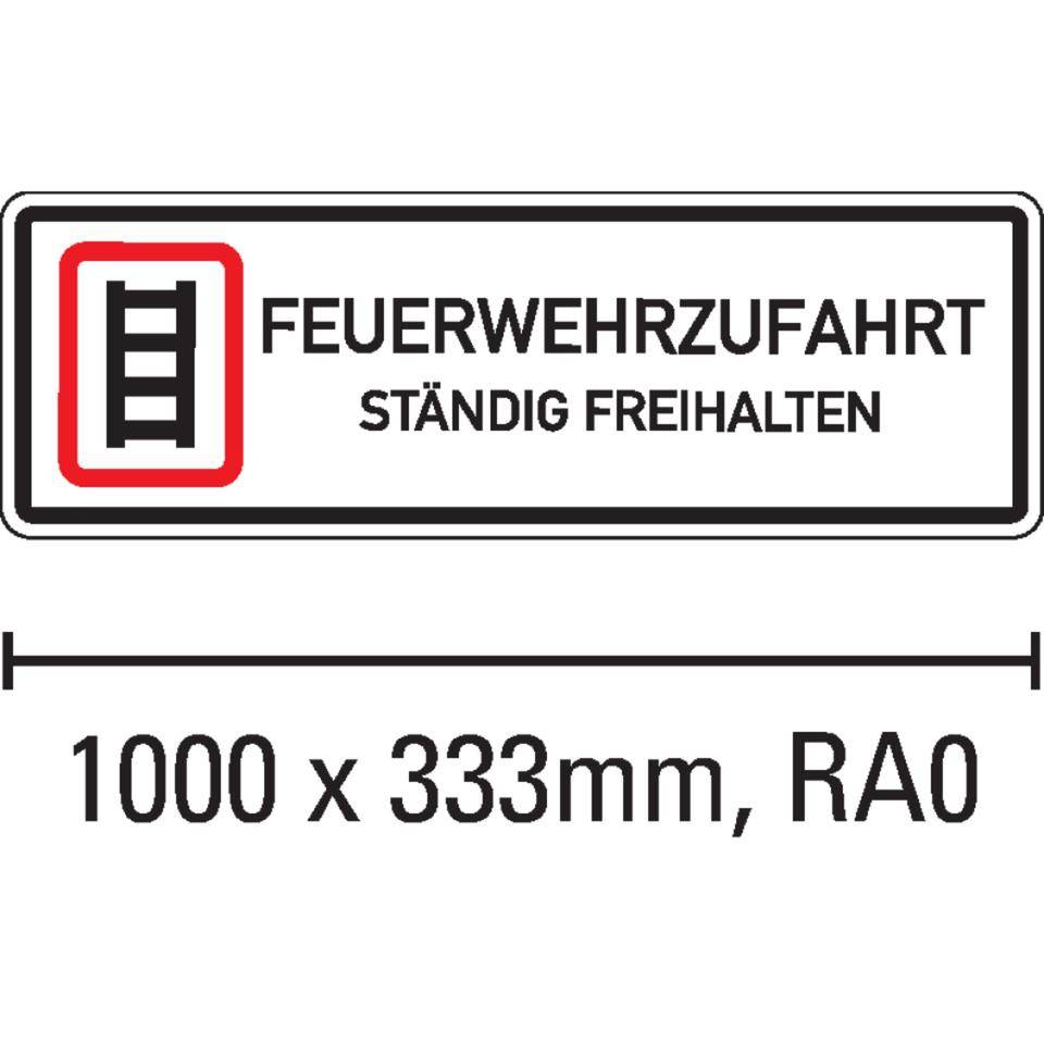 Hinweisschild Feuerwehr-Zufahrt freihalten, Aluminium RA0, reflektierend, 1000x333mm, DIN 67520