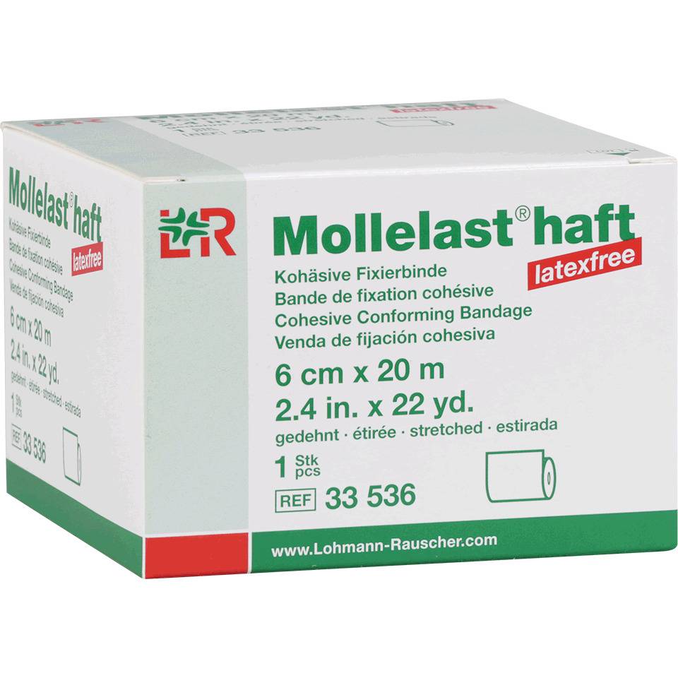 Mollelast® Haft Fixierbinde, latexfrei, blau, 6cm, 20m/Rolle