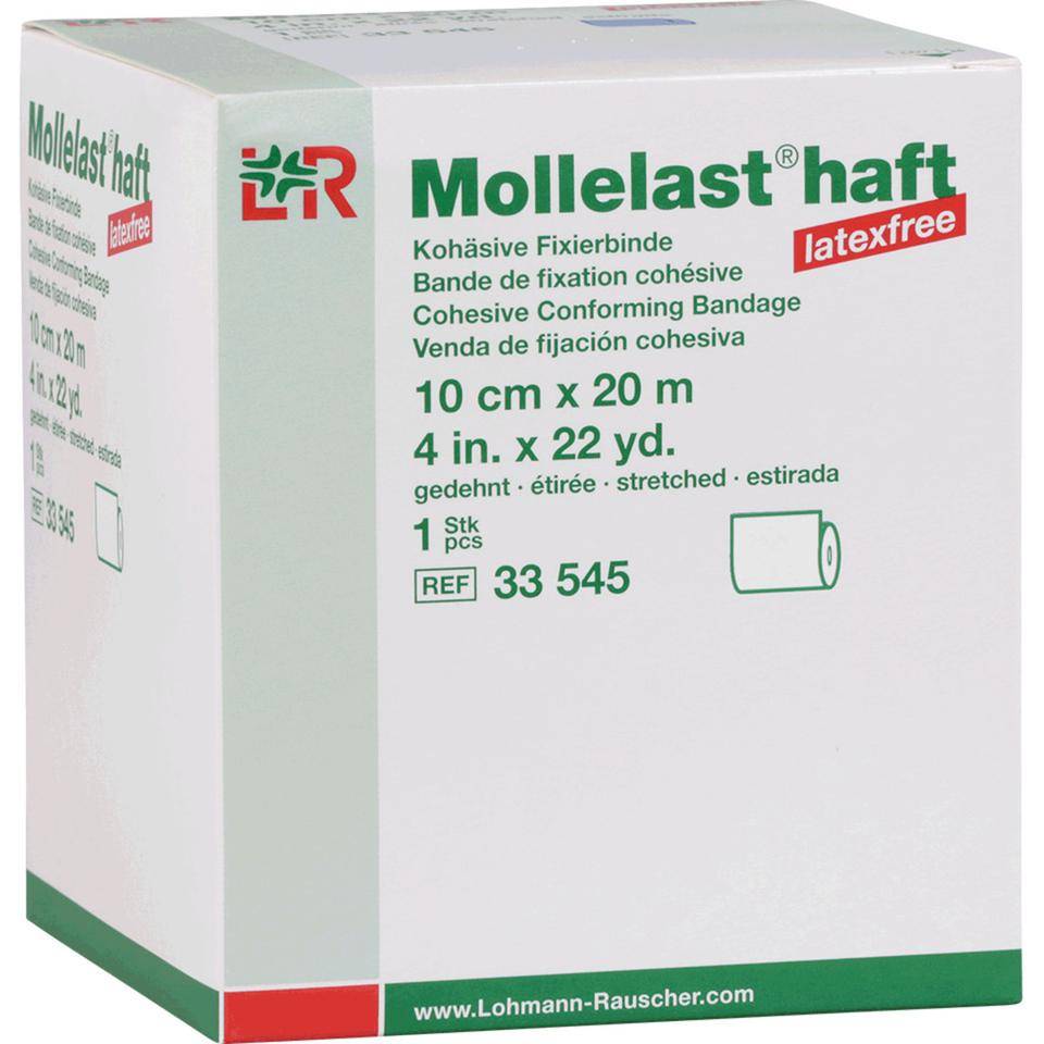 Mollelast® Haft Fixierbinde, latexfrei, weiß, 10cm, 20m/Rolle