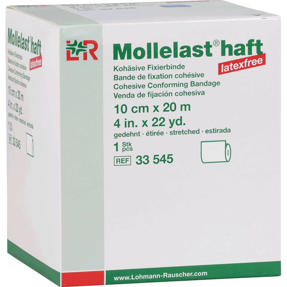 Mollelast® Haft Fixierbinde, latexfrei, blau, 10cm, 20m/Rolle