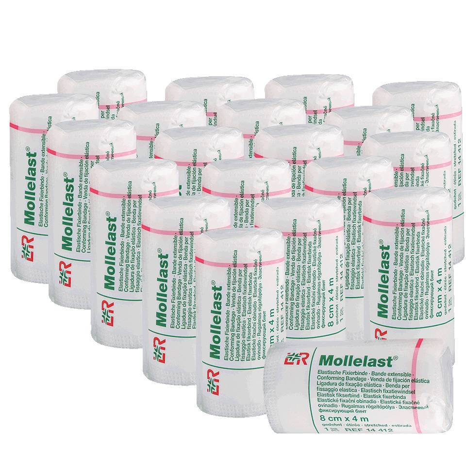Mollelast® Fixierbinde, hautverträglich, elastisch, 8cmx4m/RO, 20 Rollen/VE