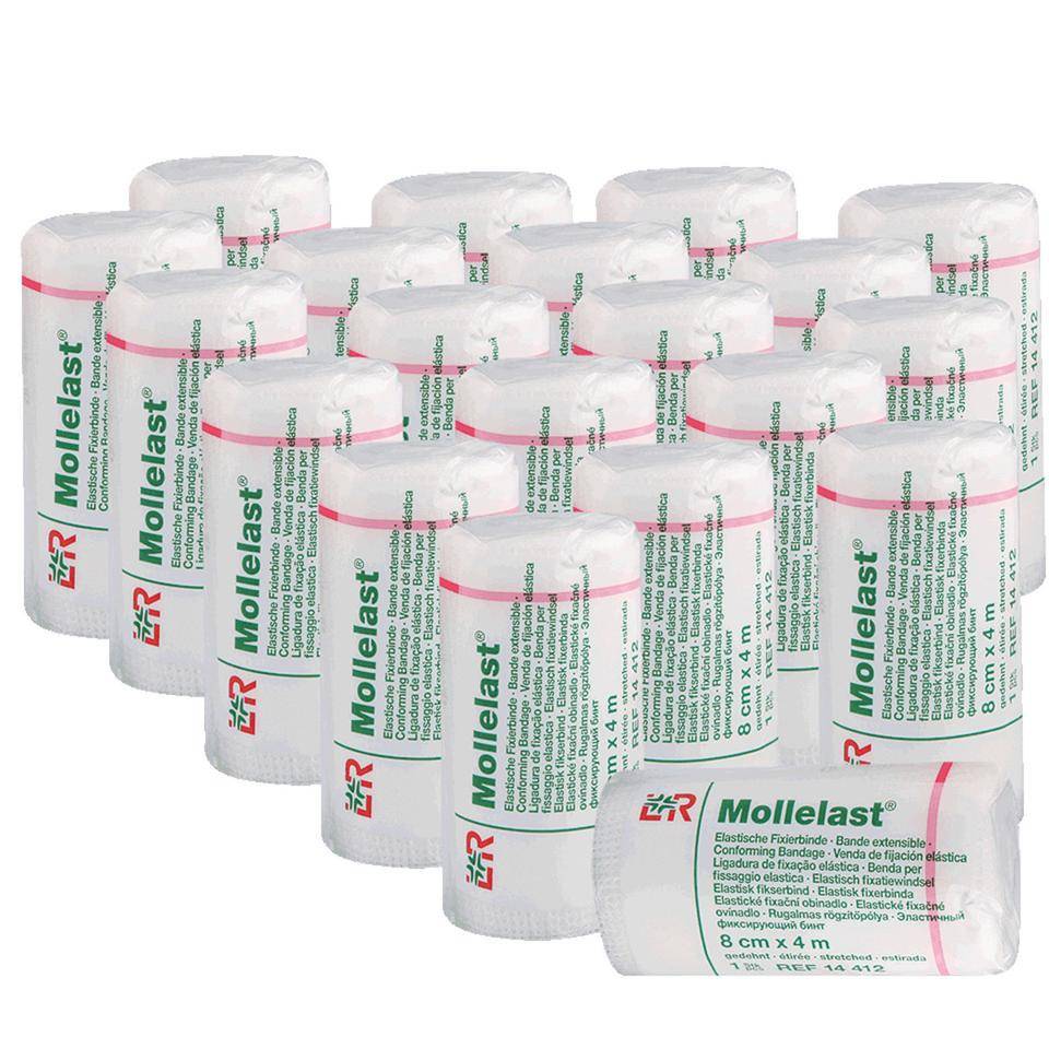 Mollelast® Fixierbinde, hautverträglich, elastisch, 8cmx4m/RO, 20 Rollen/VE