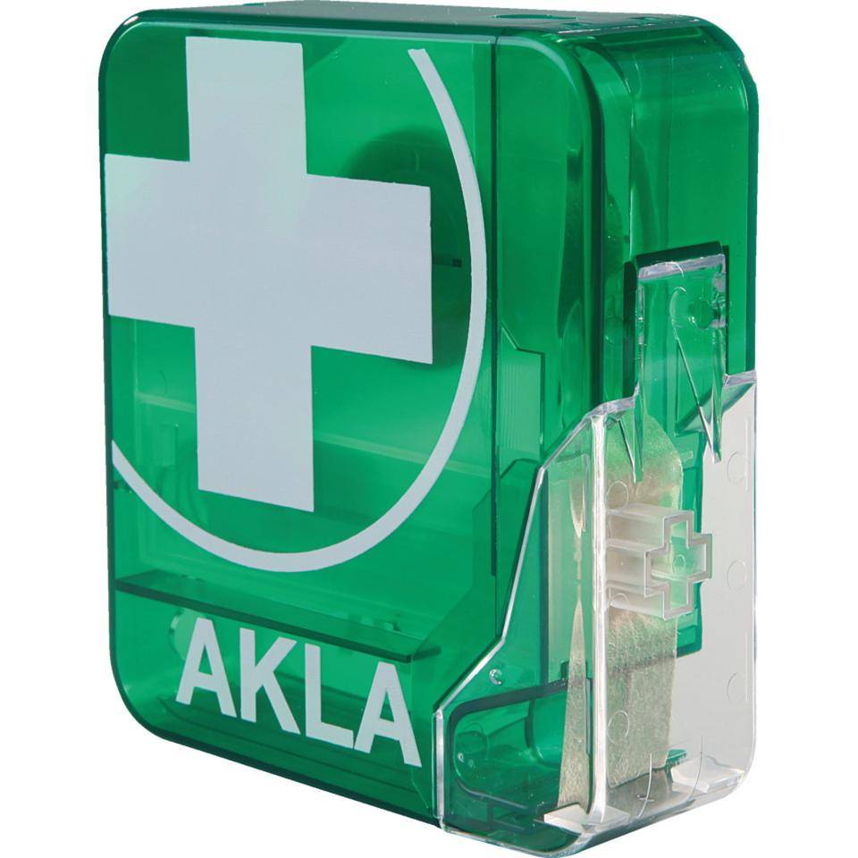 Pflasterspender AKLA, gefüllt, beige, Kunststoff, grün, 50x160x150mm