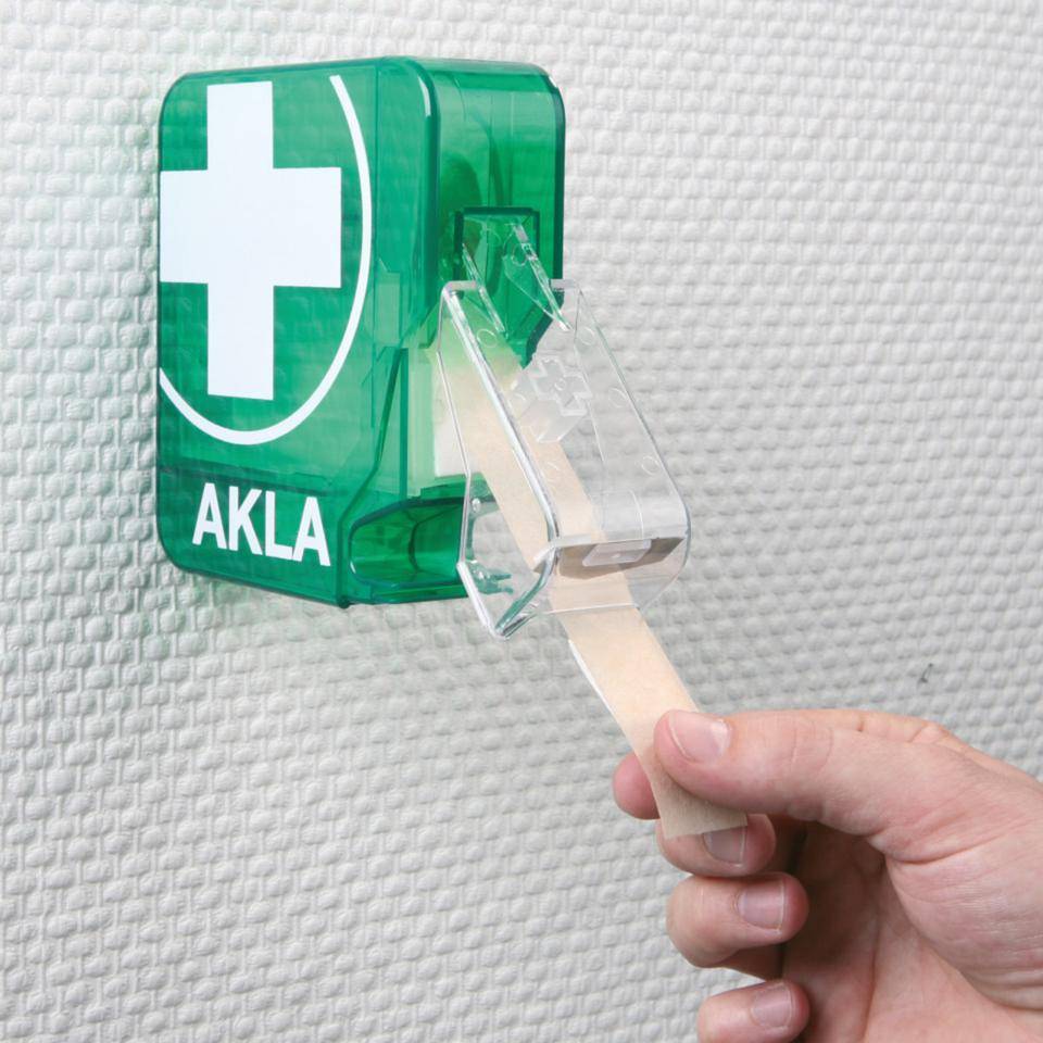 Pflasterspender AKLA, gefüllt, beige, Kunststoff, grün, 50x160x150mm
