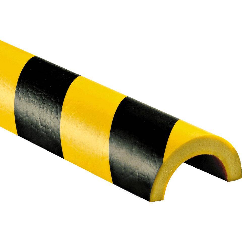 Knuffi Rohrschutzprofil Typ R1, selbstklebend/Schellen, gelb/schwarz, Ø30mm, PU, 5m