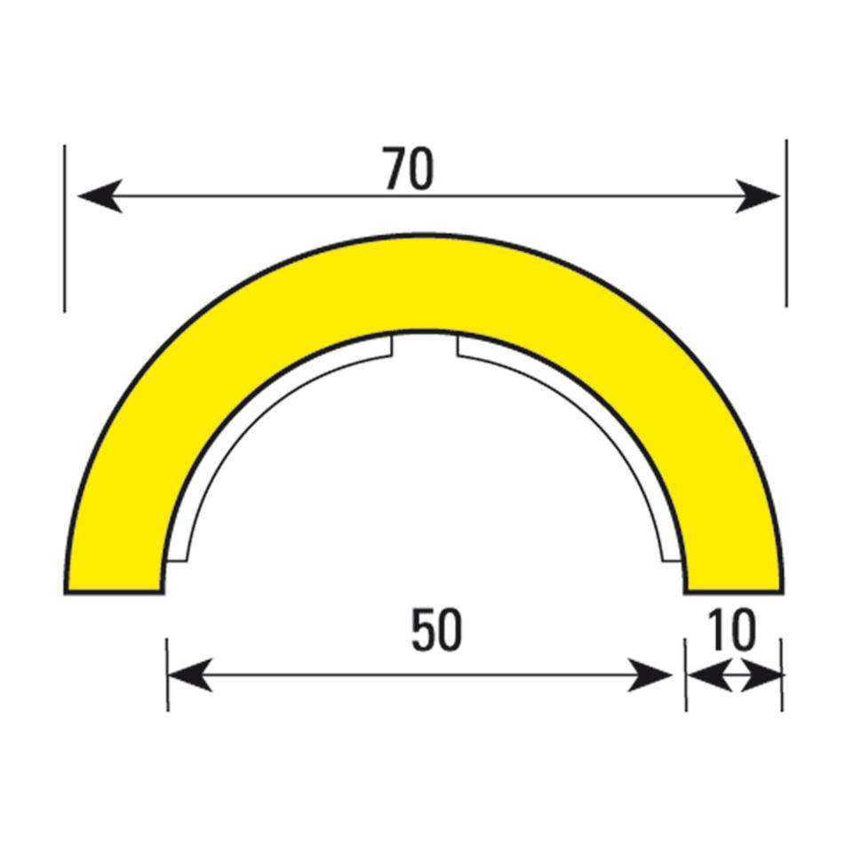 Knuffi Rohrschutzprofil Typ R2, selbstklebend/Schellen, gelb/schwarz, PU, Ø 50mm, 1m