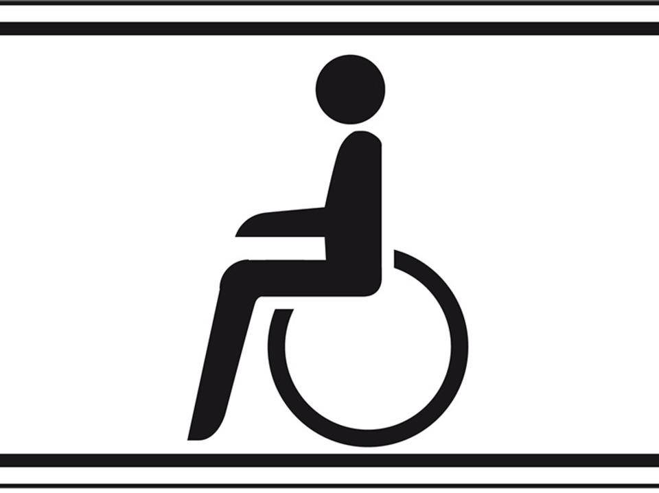 Hinweisschild Behindertensymbol, Aluminium Typ 0, reflektierend,600 x 330 mm, DIN 67520