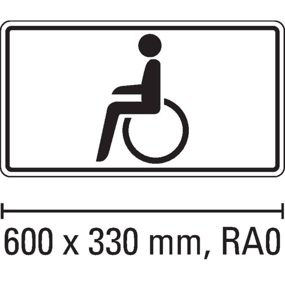 Hinweisschild Behindertensymbol, Aluminium Typ 0, reflektierend,600 x 330 mm, DIN 67520