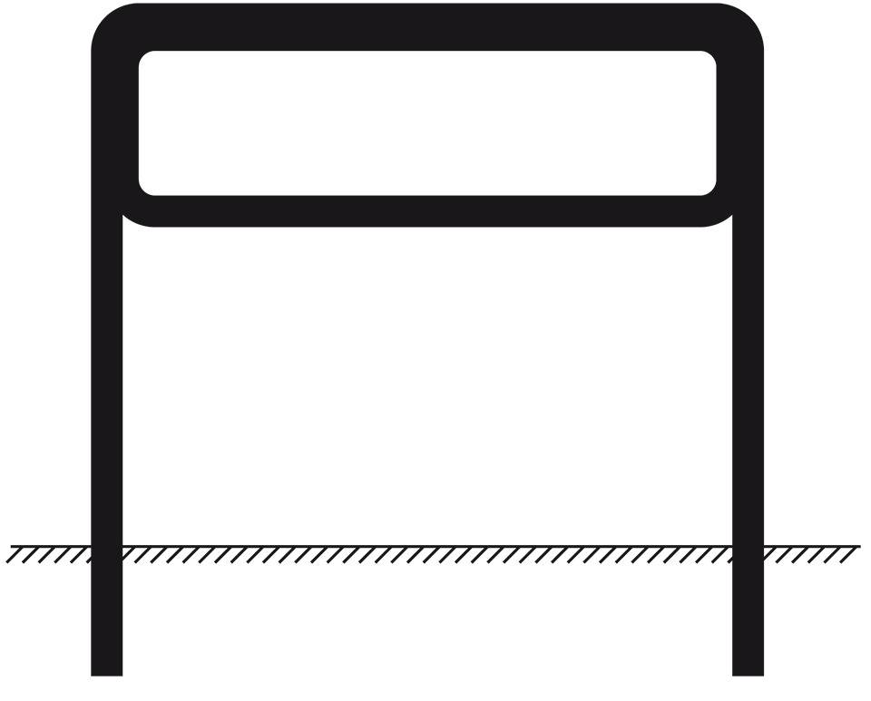 Rohrrahmen, feuerverzinkt, 1m Bodenfreiheit, für Schilder 1000x333mm