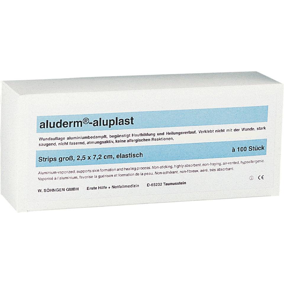 aluderm®-aluplast Pflaster-Strips, weiß, Polyestervlies, 7,2x2,5cm, 100/VE
