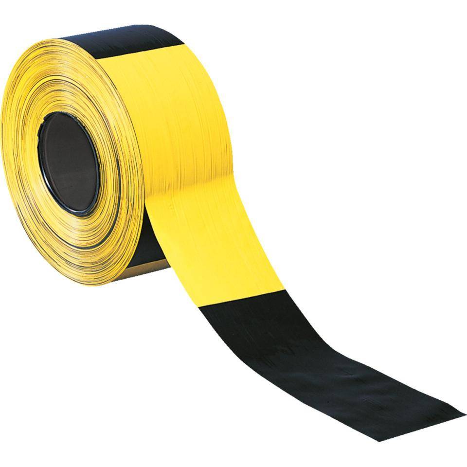 Absperrband Super, gelb/schwarz geblockt, Polyethylen, 80mm, 500m/Rolle