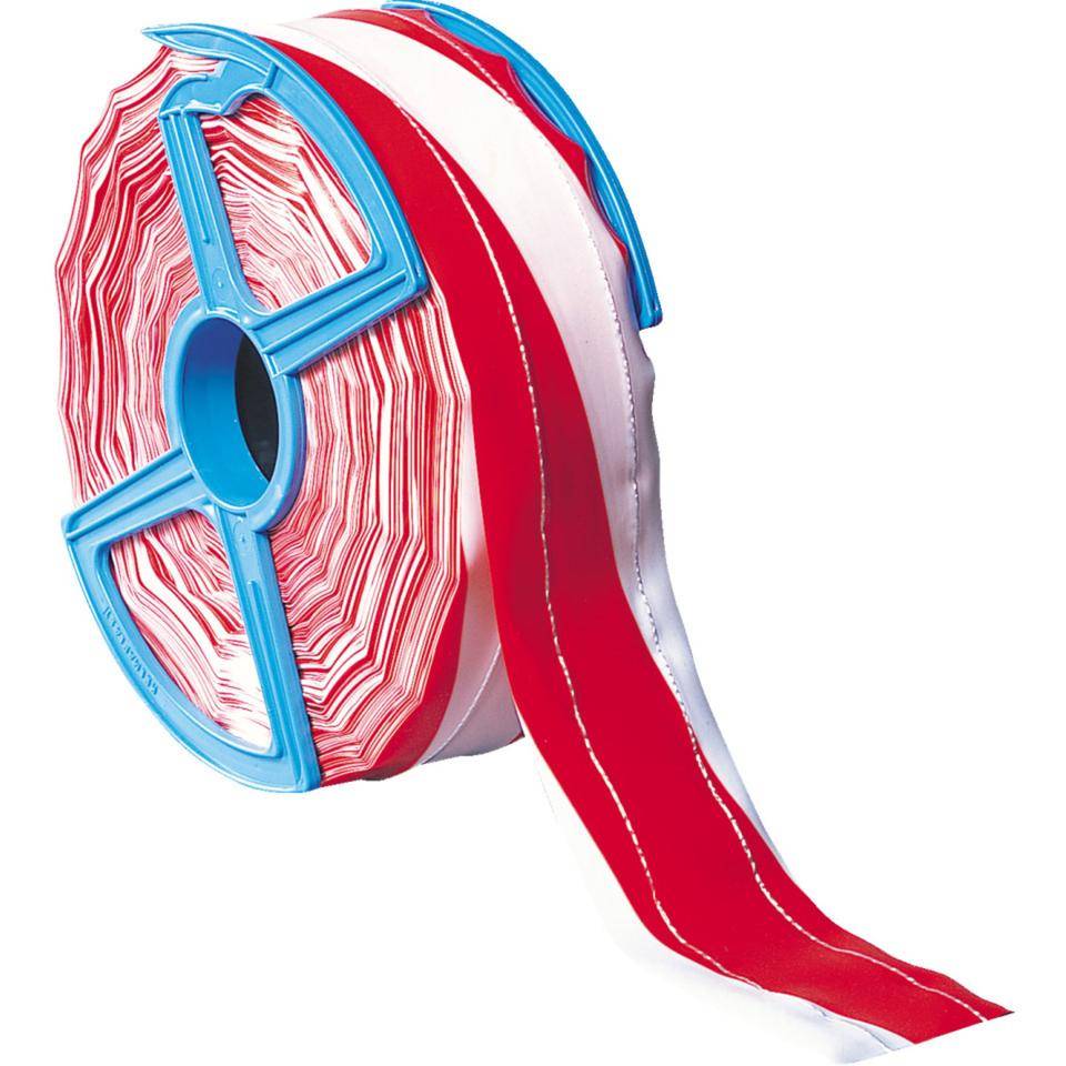 Absperrband, rot/weiß schraffiert, Polyethylen, 2-fach fadenverstärkt, 250m/Rolle