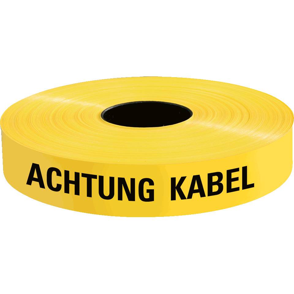 Trassenwarnband Achtung Kabel, gelb, Polyethylen, Breite 40mm, 250m/Rolle