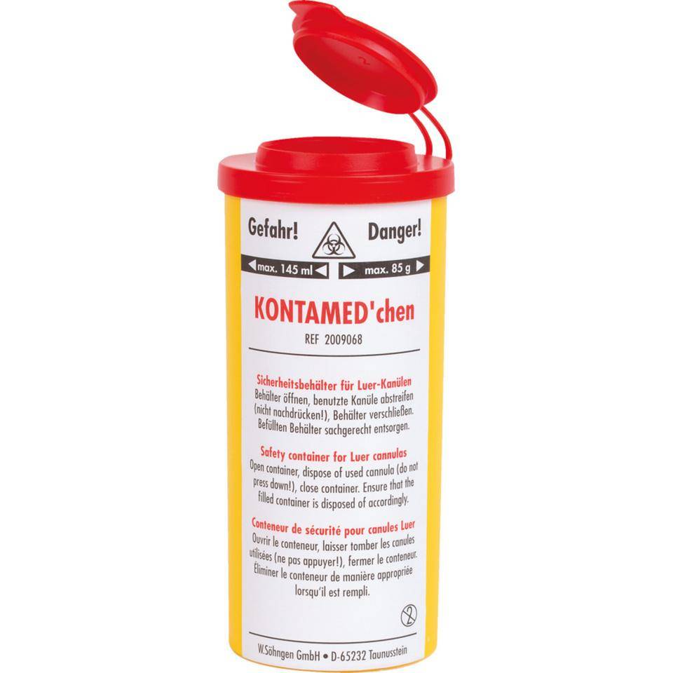 SÖHNGEN® Kontamed'chen, Sicherheitsbehälter für med. Abfall, gelb, PP, Ø50mm, 115mm