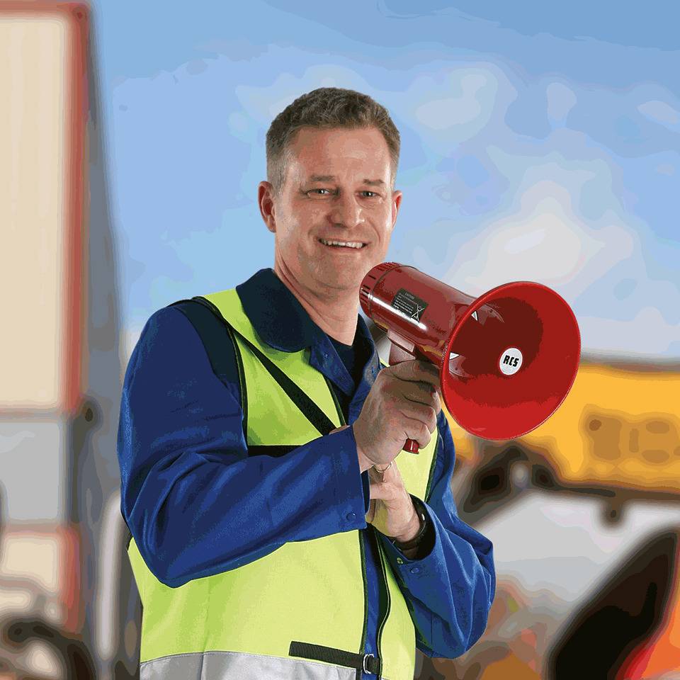 Handmegafon Typ A, ohne Sirene, max. 12 W, feuerwehrrot, ABS-Kunststoff, 1kg