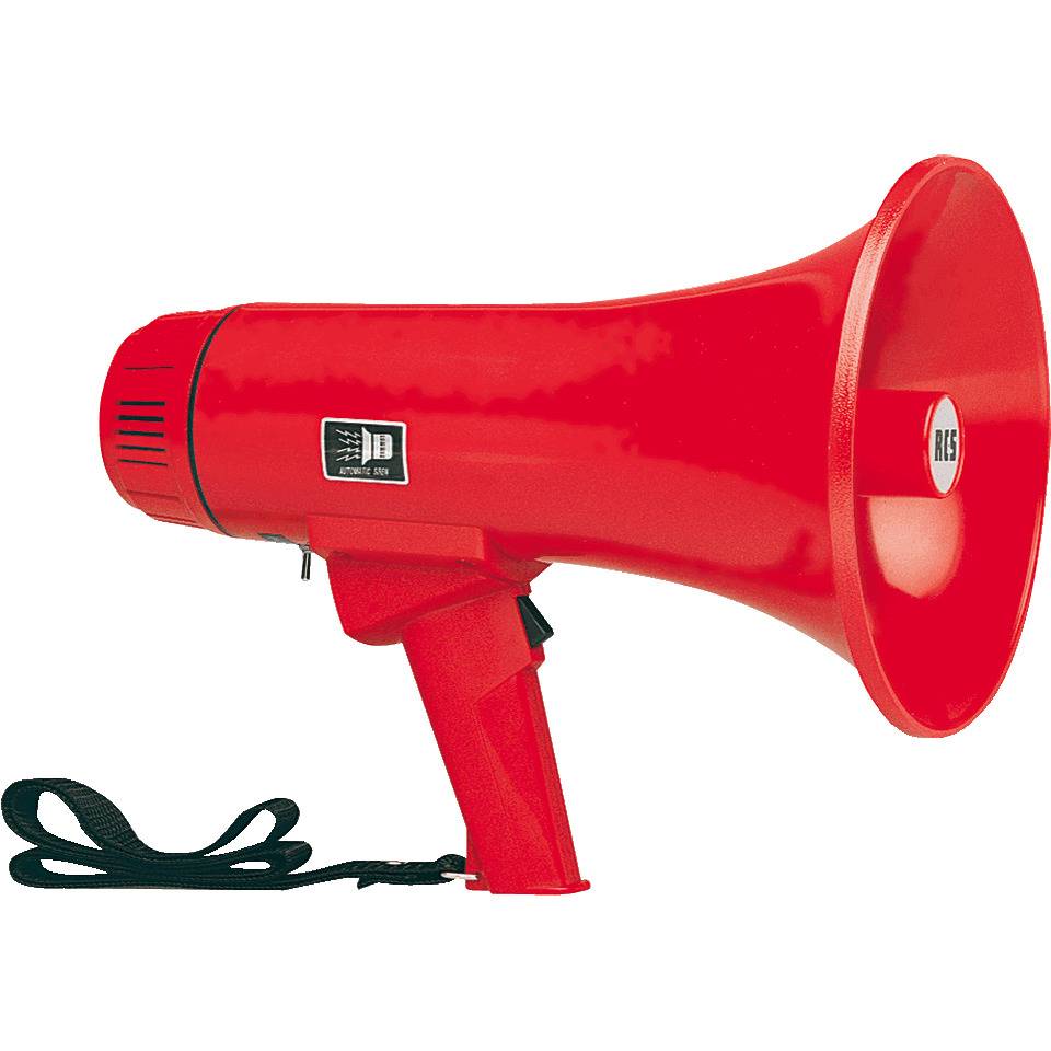 Handmegafon Typ A, mit Sirene, max. 10 W, rot, ABS-Kunststoff, 1kg