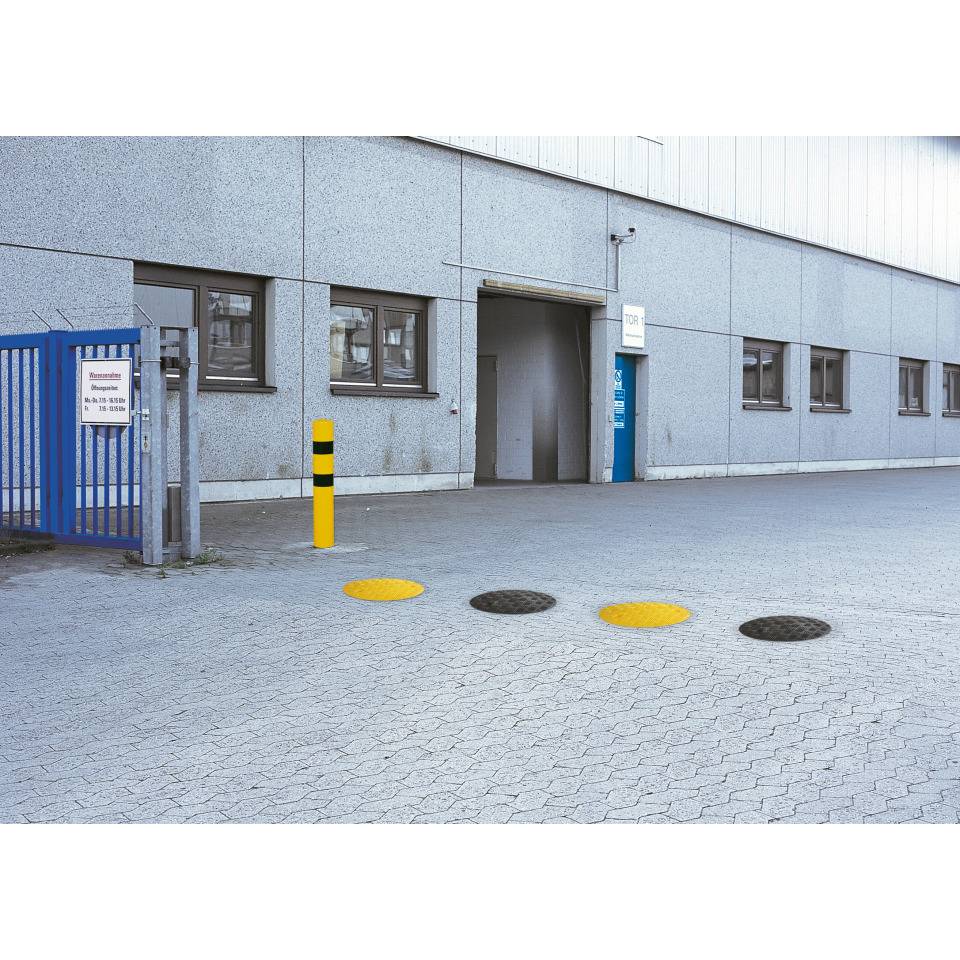 Tempo-Stopp-Schwelle, Ronde, Anfangs- und Endstück, schwarz, 420x75mm