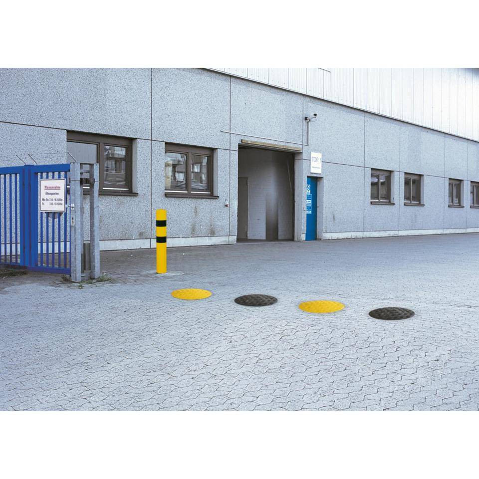 Tempo-Stopp-Schwelle, Ronde, Anfangs- und Endstück, gelb, 420x75mm