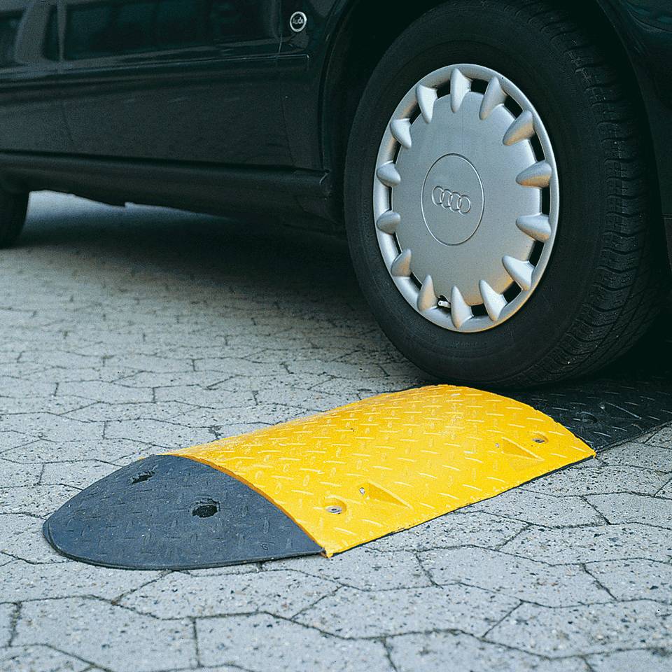 Endstück für Tempo-Stopp-Schwelle, ohne Nase, gelb, Kunststoff, 420x250x75mm