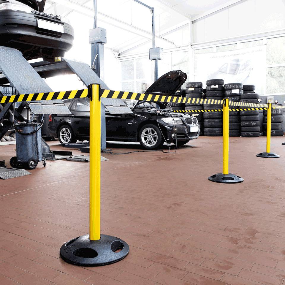 RS-GUIDESYSTEMS Gurtpfosten Outdoor, gelb, Kunststoff, Ø 65mm, Gurt ge/s, 50mm, 4m