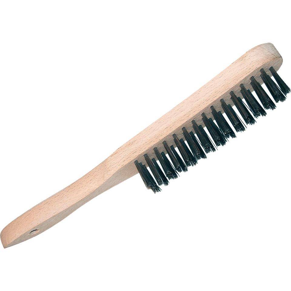 Hand-Drahtbürste, 3-reihig, Stahldraht/Holz, 28cm, 12 Stück/VE