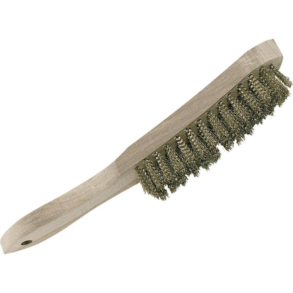 Hand-Drahtbürste, 4-reihig, Messingdraht/Holz, 28cm, 12 Stück/VE
