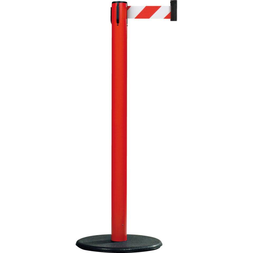 RS-GUIDESYSTEMS Gurtpfosten Indoor, rot, Kunststoff, Gurt r/w schraffiert, 50mm, 4m