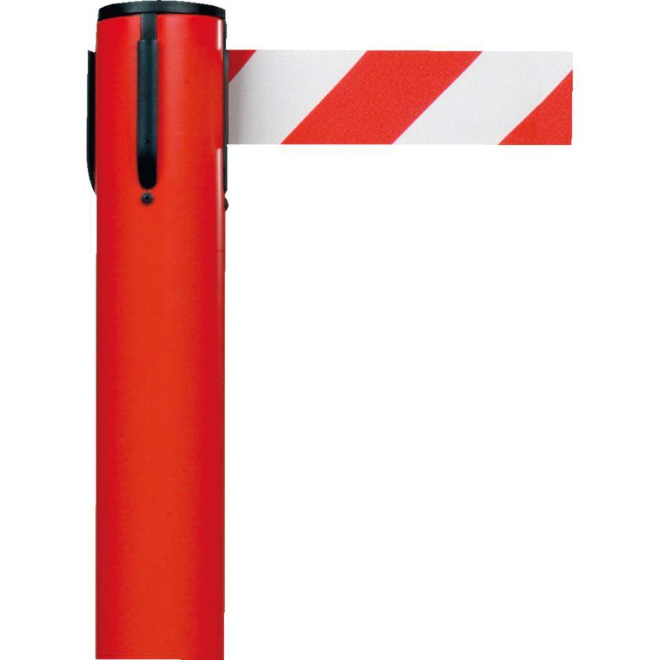 RS-GUIDESYSTEMS Gurtpfosten Indoor, rot, Kunststoff, Gurt r/w schraffiert, 50mm, 4m