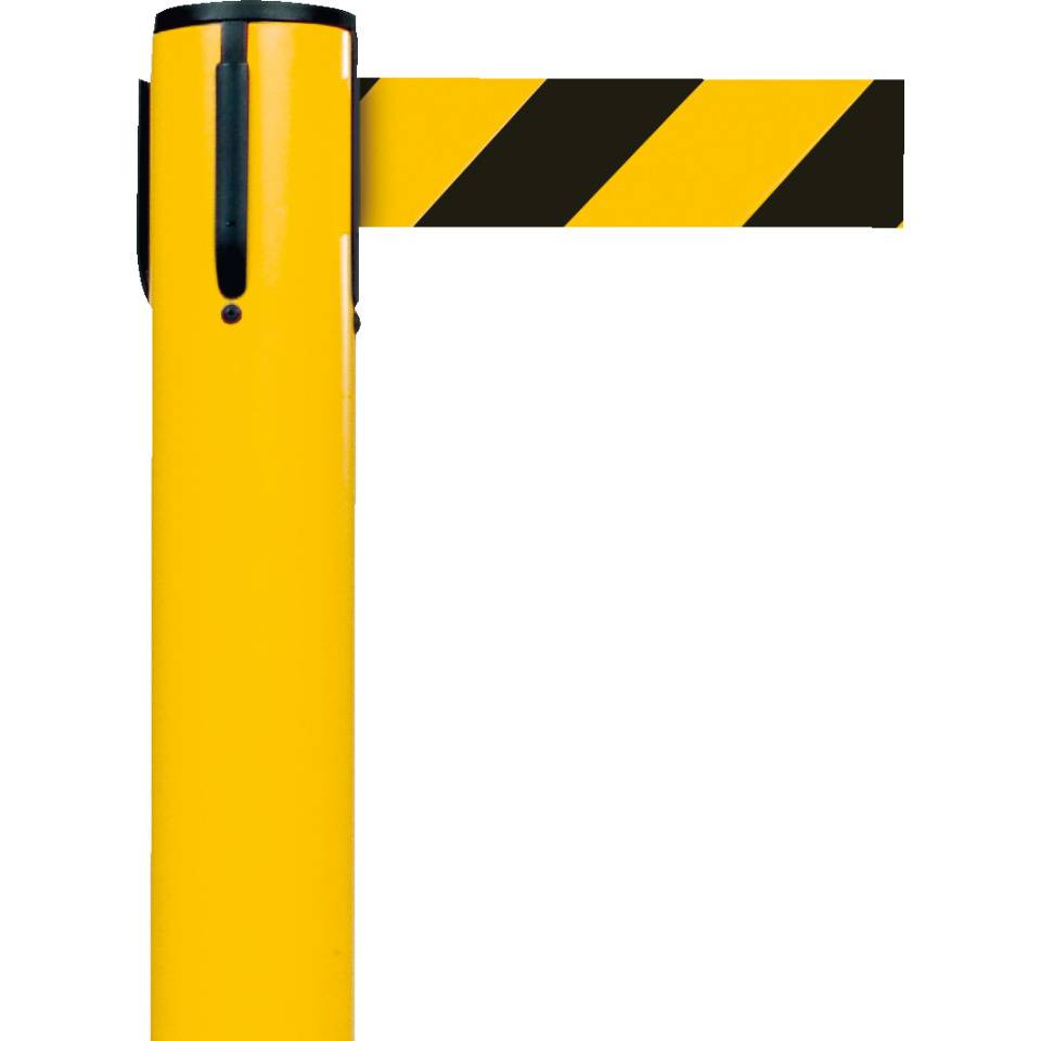 RS-GUIDESYSTEMS Gurtpfosten Indoor, gelb, Kunststoff, Gurt ge/s schraffiert, 50mm, 4m