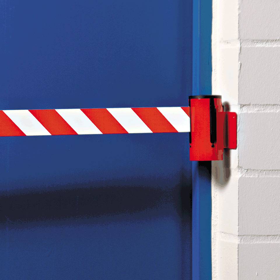 RS-GUIDESYSTEMS Wandkassette Indoor, rot, Metall, Gurt rot/weiß schraffiert, 4m