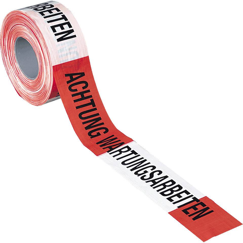 Absperrband Achtung Wartungsarbeiten, rot/weiß, 500m/Rolle