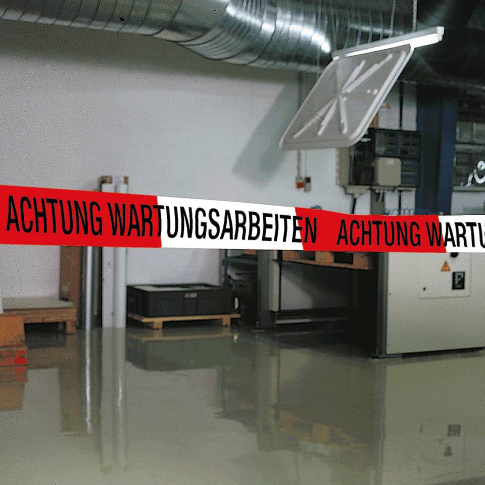 Absperrband Achtung Wartungsarbeiten, rot/weiß, 500m/Rolle