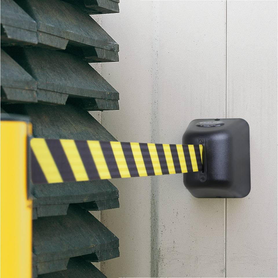 RS-GUIDESYSTEMS Gewebegurt-Wandkassette Outdoor, ABS-Kunststoff, gelb/schwarz, 5m