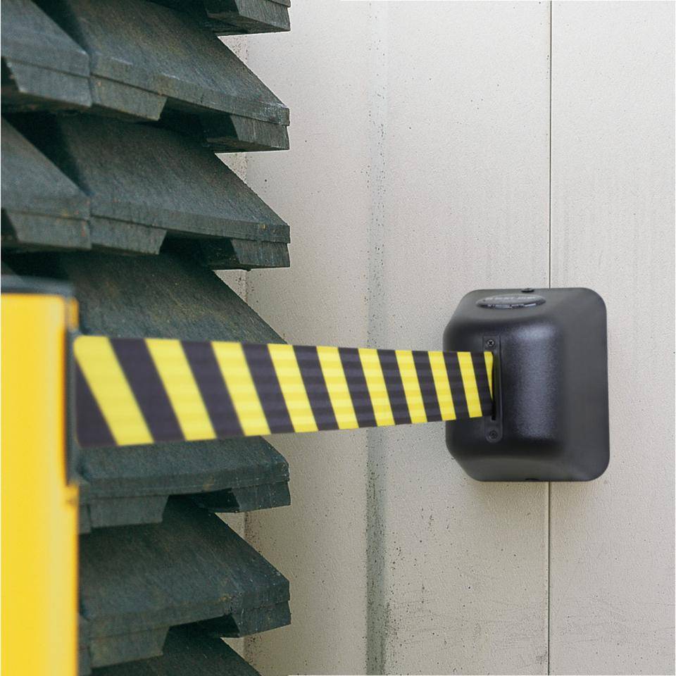 RS-GUIDESYSTEMS Gewebegurt-Wandkassette Outdoor, ABS-Kunststoff,gelb/schwarz, 5m