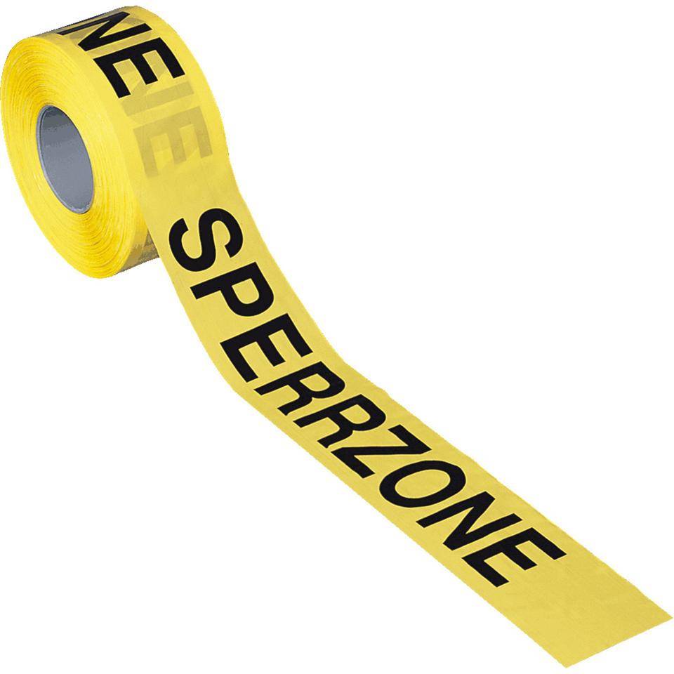 Absperrband Sperrzone, gelb, B 80mm, 500m/Rolle