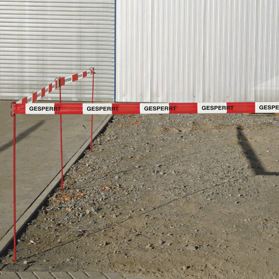 Absperrband Gesperrt, rot/weiß geblockt, Polyethylen, 80mm, 500m/Rolle