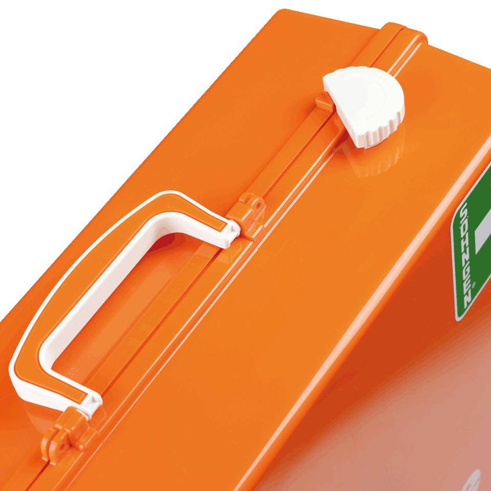 SÖHNGEN® Erste-Hilfe-Koffer Elektrotechnik, gemäß DIN 13157, orange, Wandhalterung