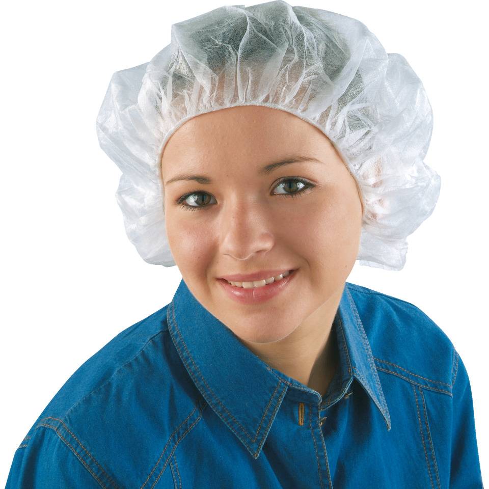 Einweghaube mit Gummizug, weiß, Polypropylen, Größe 58cm, 100/VE