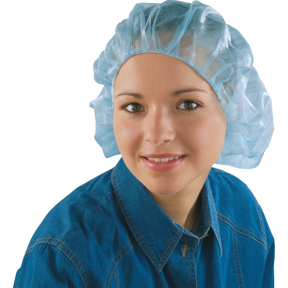 Einweghaube mit Gummizug, blau, Polypropylen, Größe 48cm, 100/VE