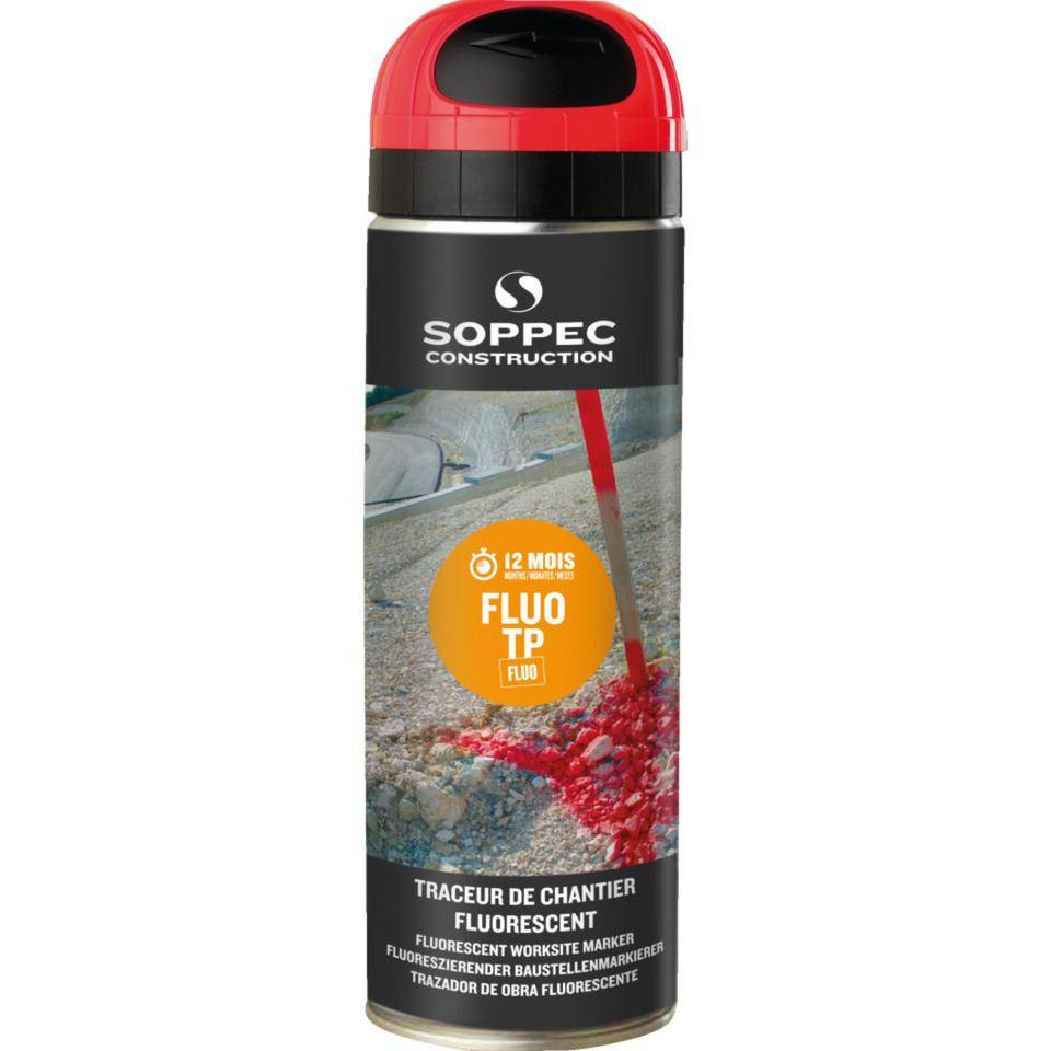 SOPPEC Markierfarbe Fluo T.P., für ca. 12 Monate, rot, fluoreszierend, 500ml/Dose