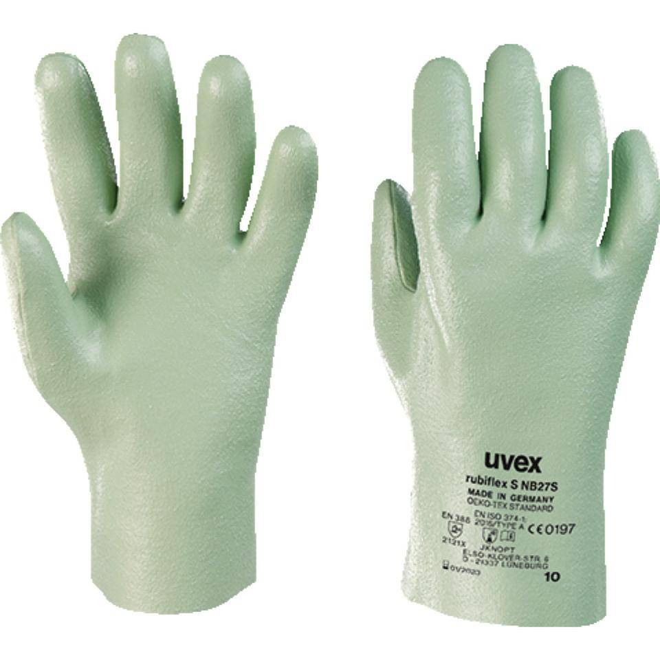 uvex Chemikalienschutz-Handschuh Rubiflex NB 27 S, Kategorie III, grün, Größe 11