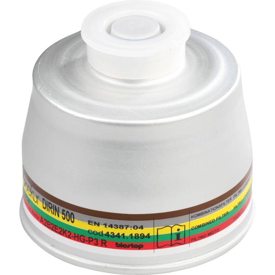 EKASTU Atemschutzfilter DIRIN 500 A2B2E2K2-Hg-P3R D, Rundgewindeanschluss gemäß EN 148/1