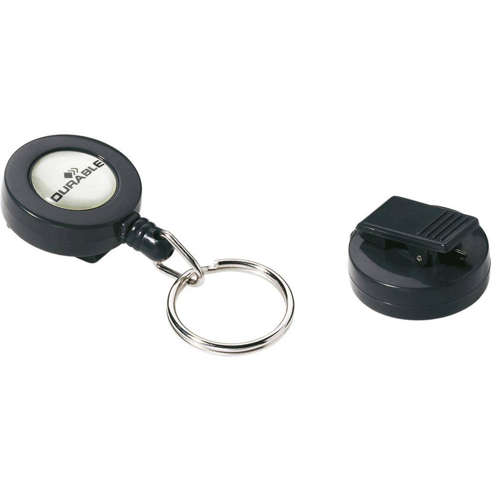 DURABLE Aufrollmechanismus für Namensschilder, mit Schlüsselring, schwarz, 10/VE