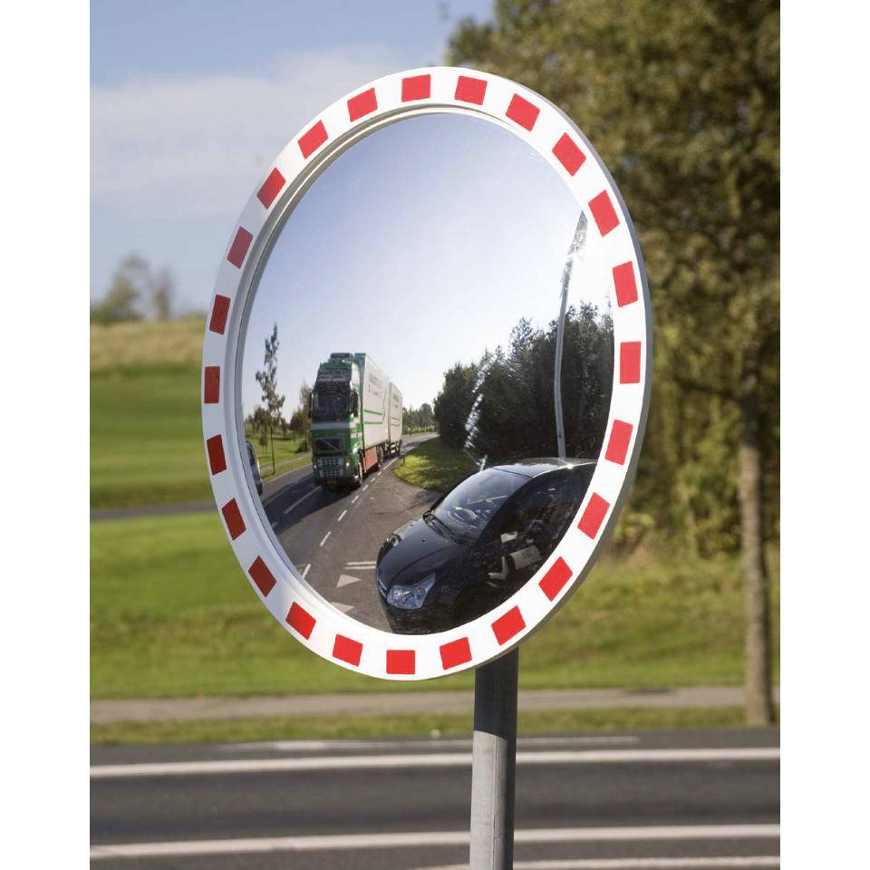 Verkehrsspiegel, Reflektoren RA1, Acrylglas, Beobachterabstand 12m, Ø 600mm