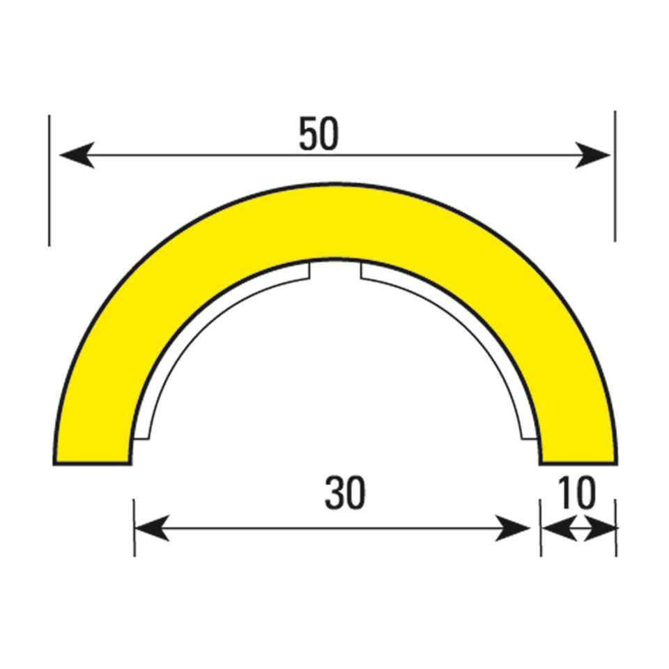 Knuffi Rohrschutzprofil Typ R1, selbstklebend/Schellen, gelb/schwarz, Ø30mm, PU, 1m