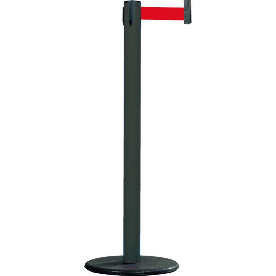 RS-GUIDESYSTEMS Gurtpfosten Indoor, anthrazit, Kunststoff, Gurt rot, 50mm, 2,3m