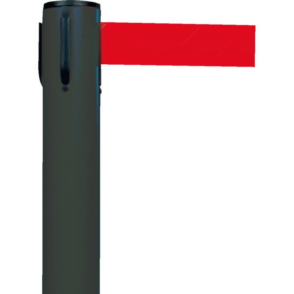 RS-GUIDESYSTEMS Gurtpfosten Indoor, anthrazit, Kunststoff, Gurt rot, 50mm, 2,3m